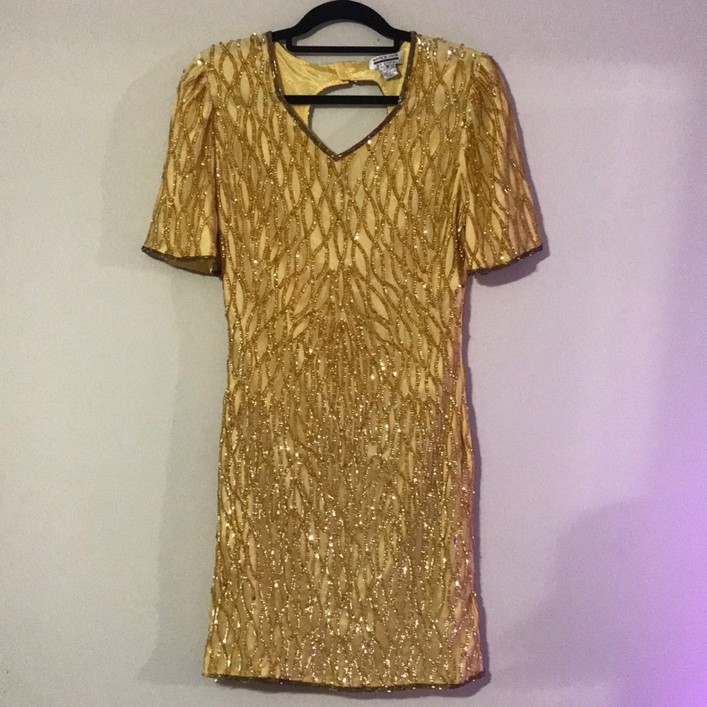 Mark & John gold sequence vintage dress size small